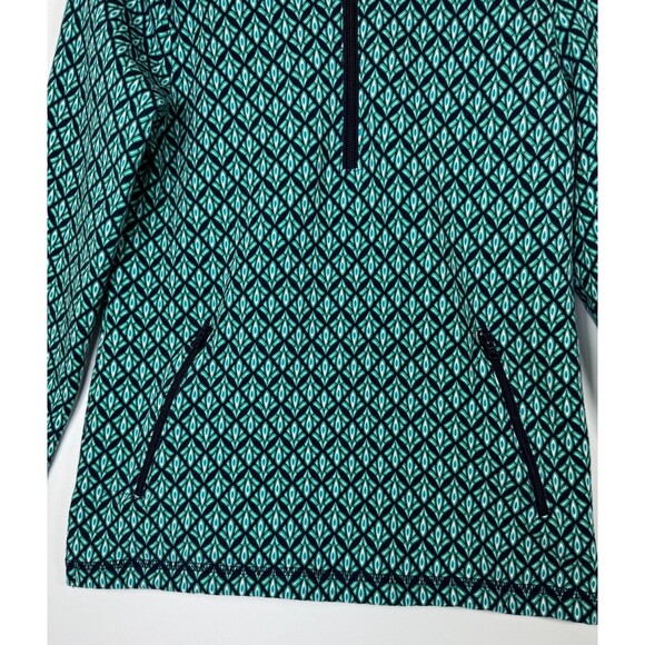 T by Talbots Petite Womens Long Sleeve Half Zip Pullover Navy Teal Geometric - Picture 6 of 11
